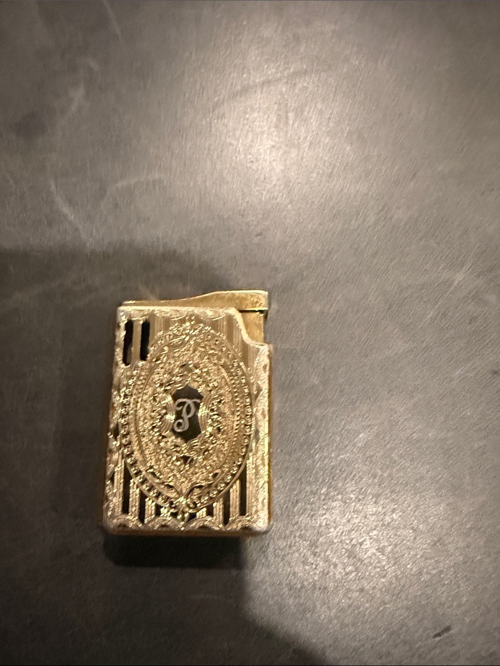 Vintage Colibri Electro-Quartz Lighter Monogrammed Gold Tone